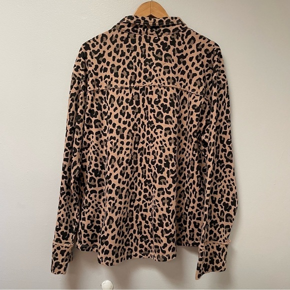 Kensie Cheetah Print button down Jacket/ Sweatshirt 100% Cotton size XL - Picture 6 of 7